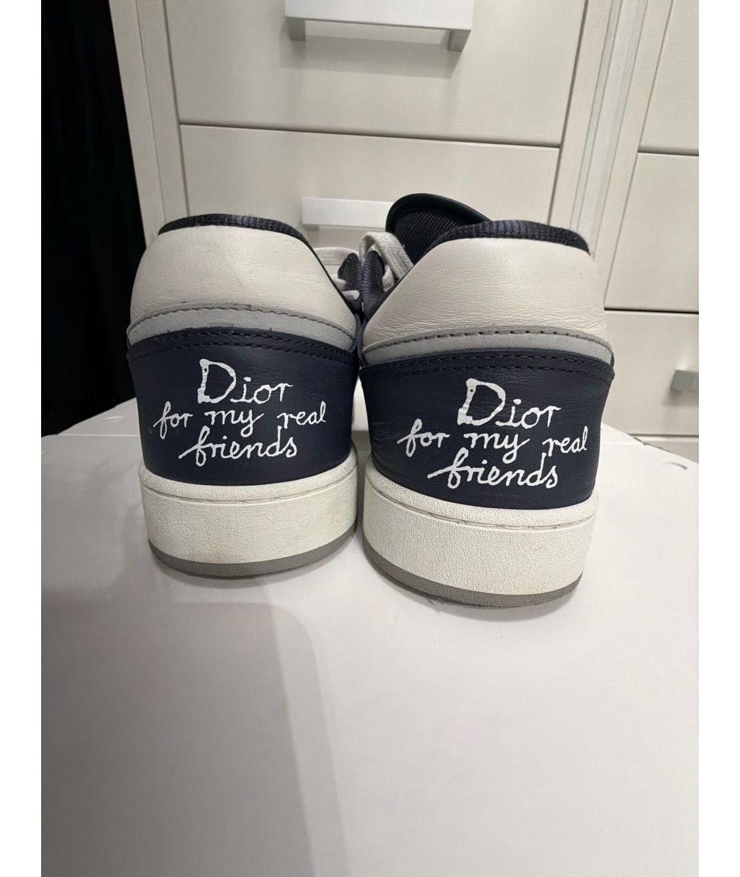 CHRISTIAN DIOR Темно-синие кожаные высокие кроссовки / кеды, фото 4