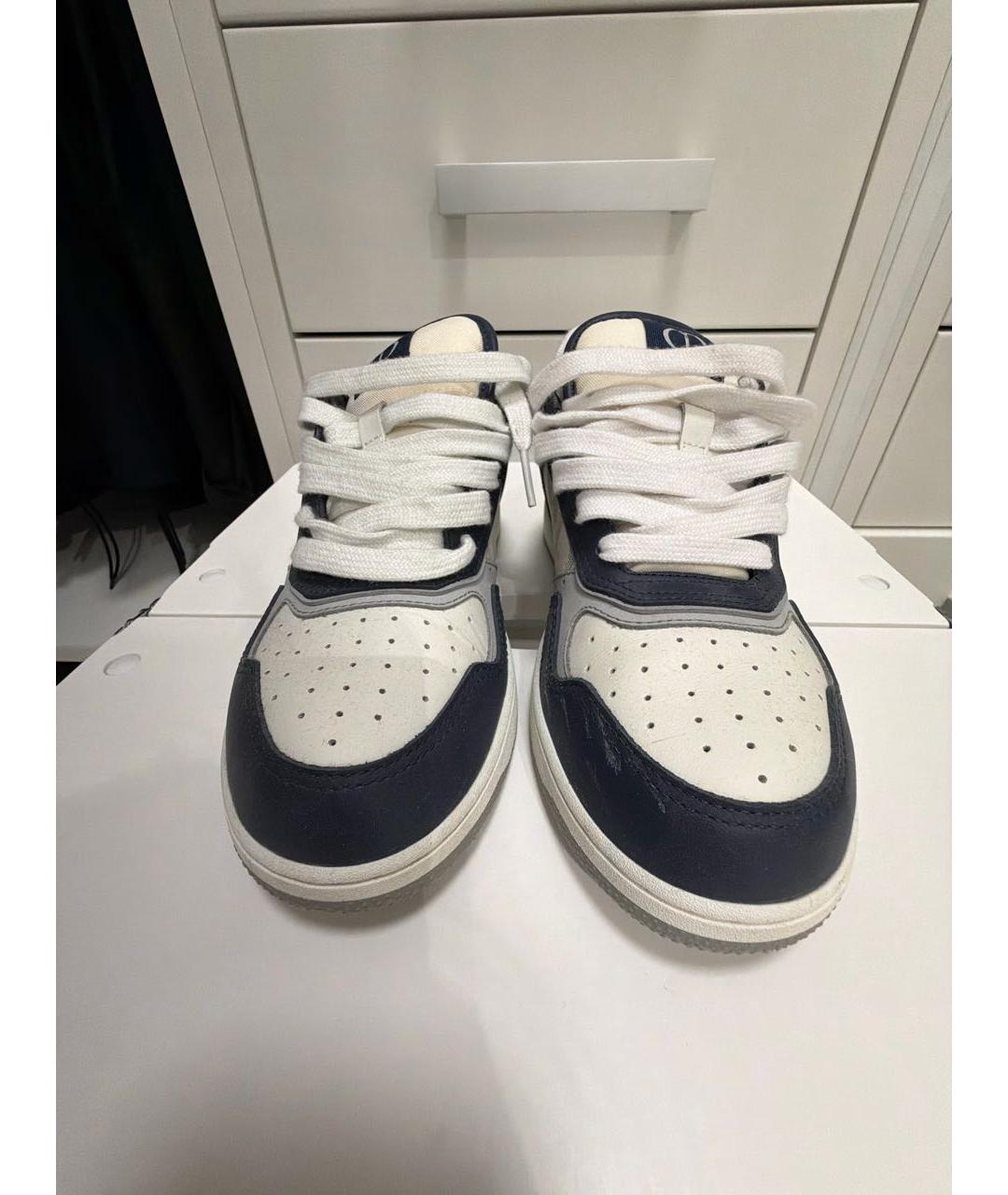 CHRISTIAN DIOR Темно-синие кожаные высокие кроссовки / кеды, фото 2