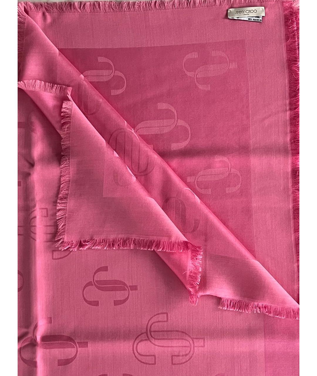 JIMMY CHOO Розовый шелковый платок, фото 6