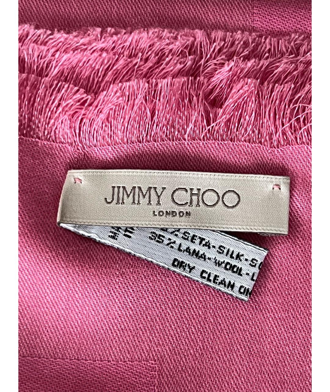 JIMMY CHOO Розовый шелковый платок, фото 2