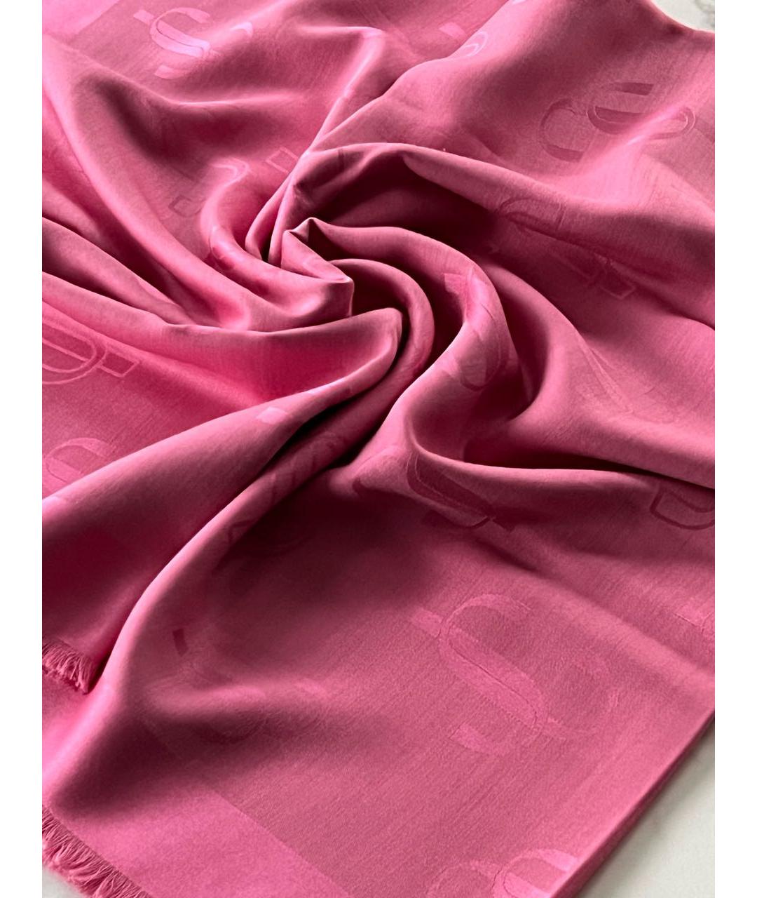 JIMMY CHOO Розовый шелковый платок, фото 7