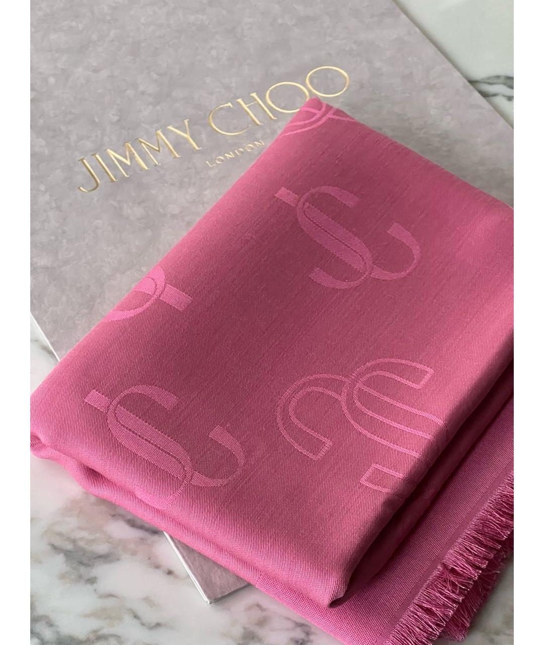 JIMMY CHOO Розовый шелковый платок, фото 3