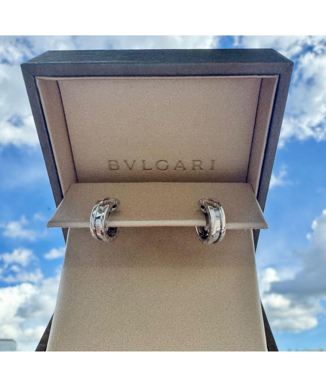 BVLGARI Серебряные серьги из белого золота, фото 3
