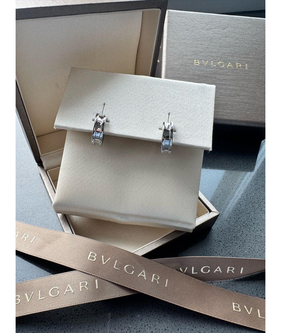 BVLGARI Серебряные серьги из белого золота, фото 2