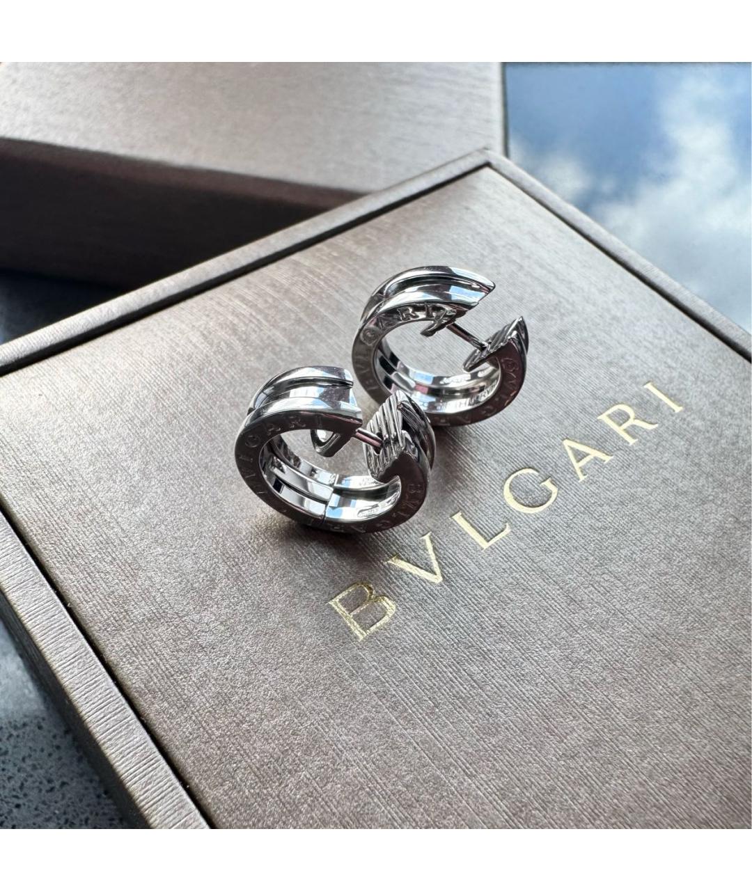 BVLGARI Серебряные серьги из белого золота, фото 4
