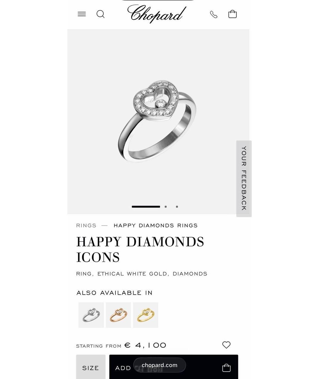 CHOPARD Серебряное кольцо из белого золота, фото 6