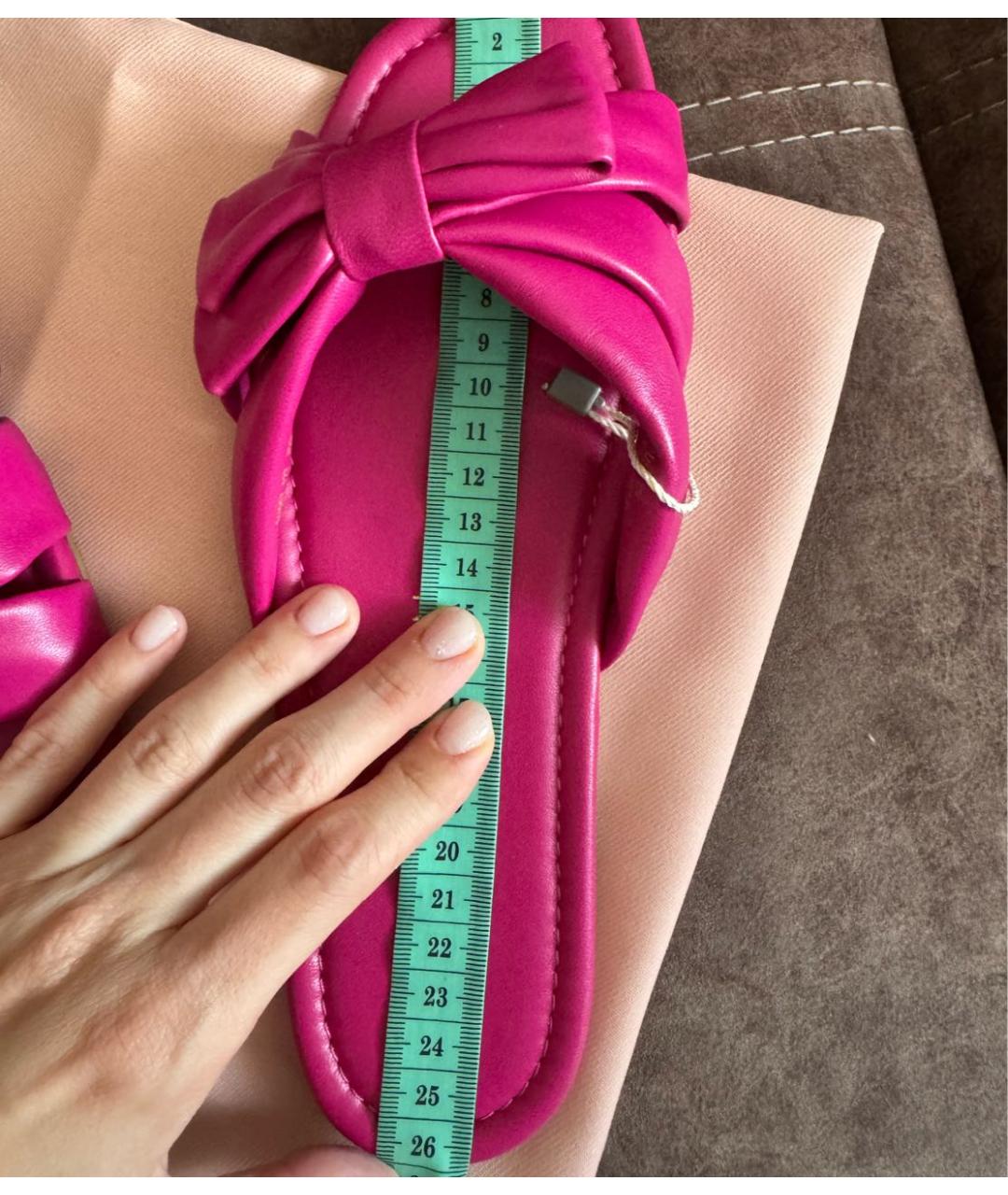 STUART WEITZMAN Фуксия кожаные шлепанцы, фото 6