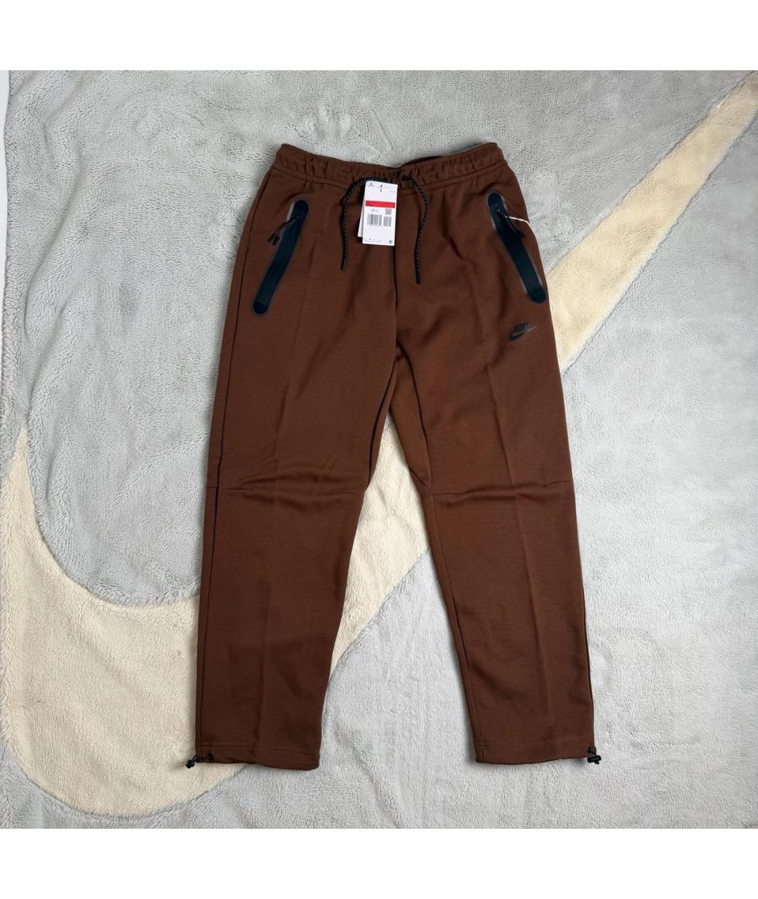 NIKE Коричневые хлопковые повседневные брюки, фото 2