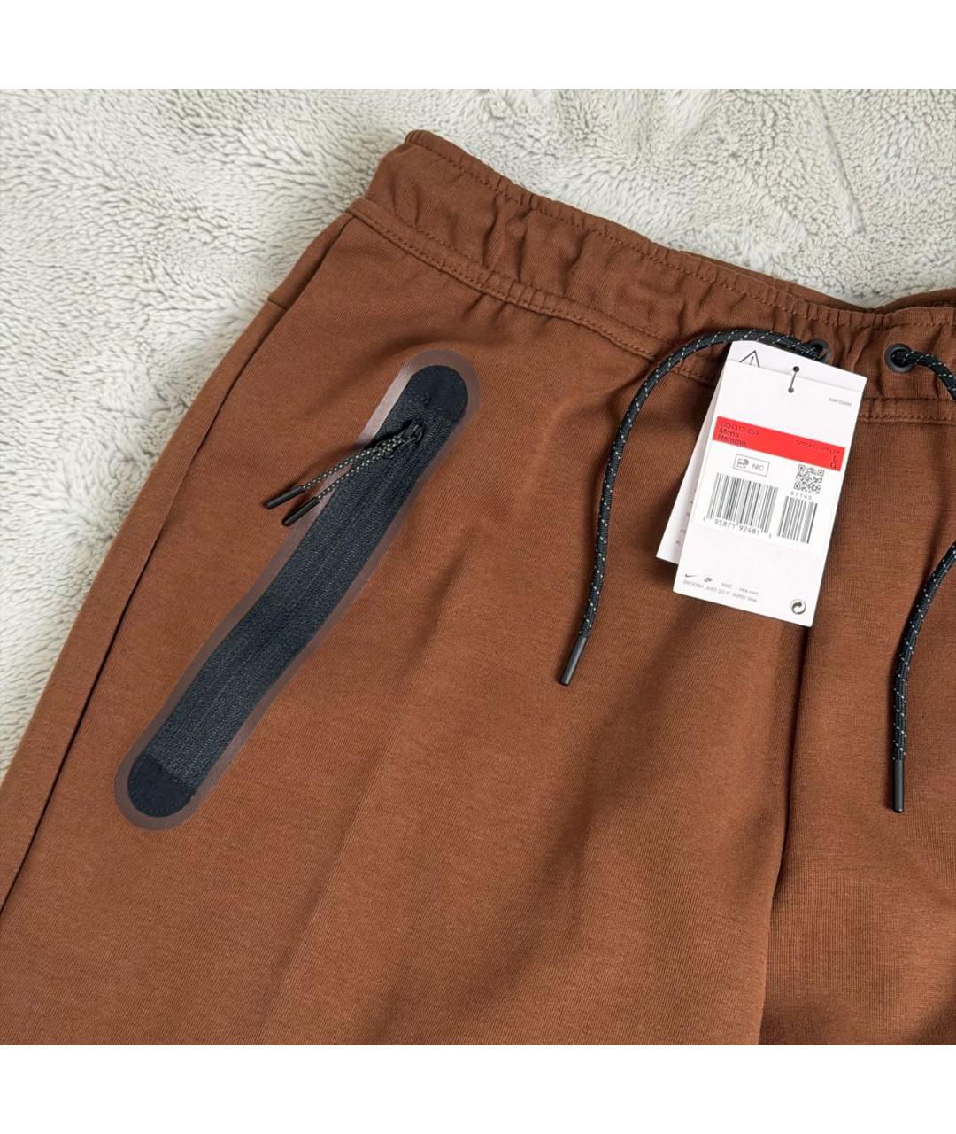 NIKE Коричневые хлопковые повседневные брюки, фото 5