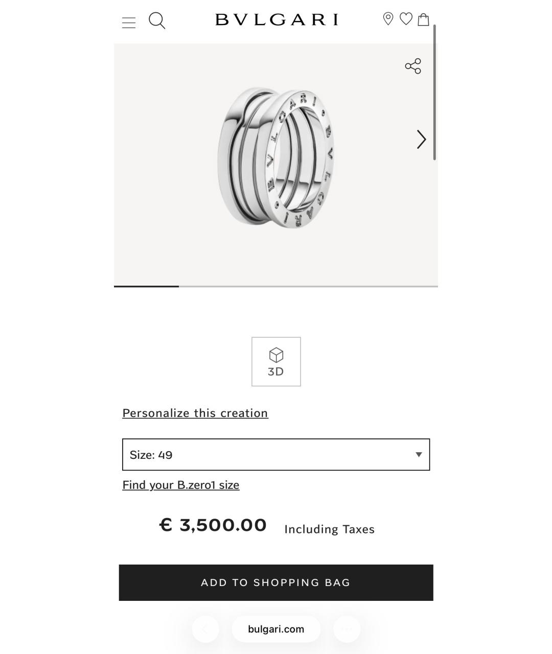 BVLGARI Серебряное кольцо из белого золота, фото 6