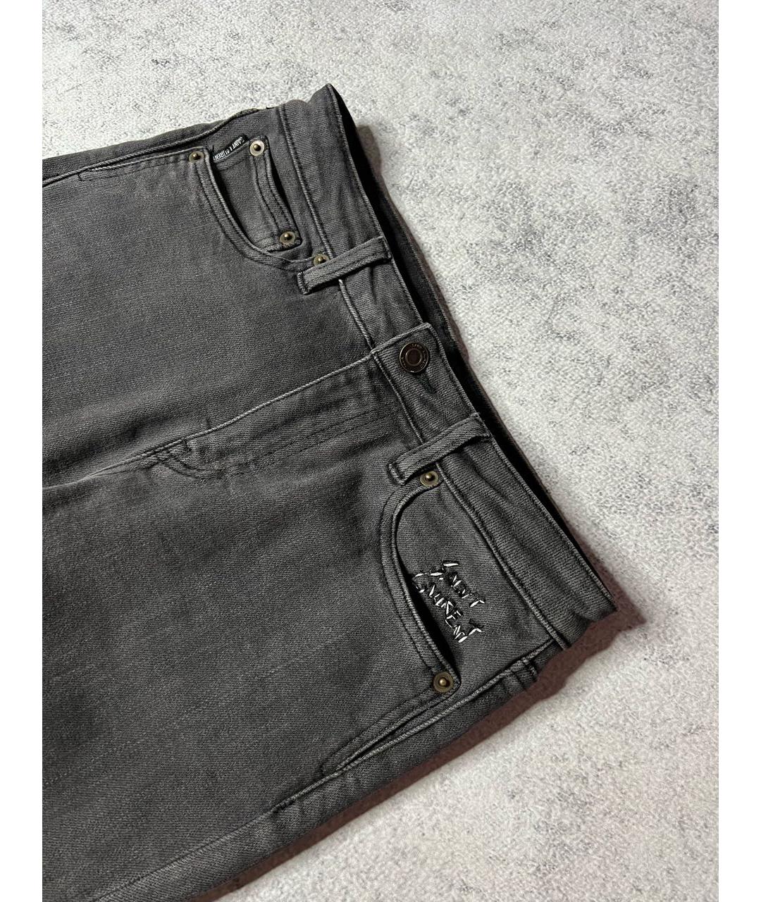 SAINT LAURENT Антрацитовые хлопко-эластановые джинсы слим, фото 3