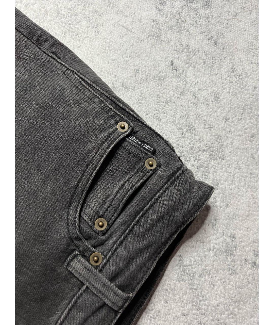 SAINT LAURENT Антрацитовые хлопко-эластановые джинсы слим, фото 6