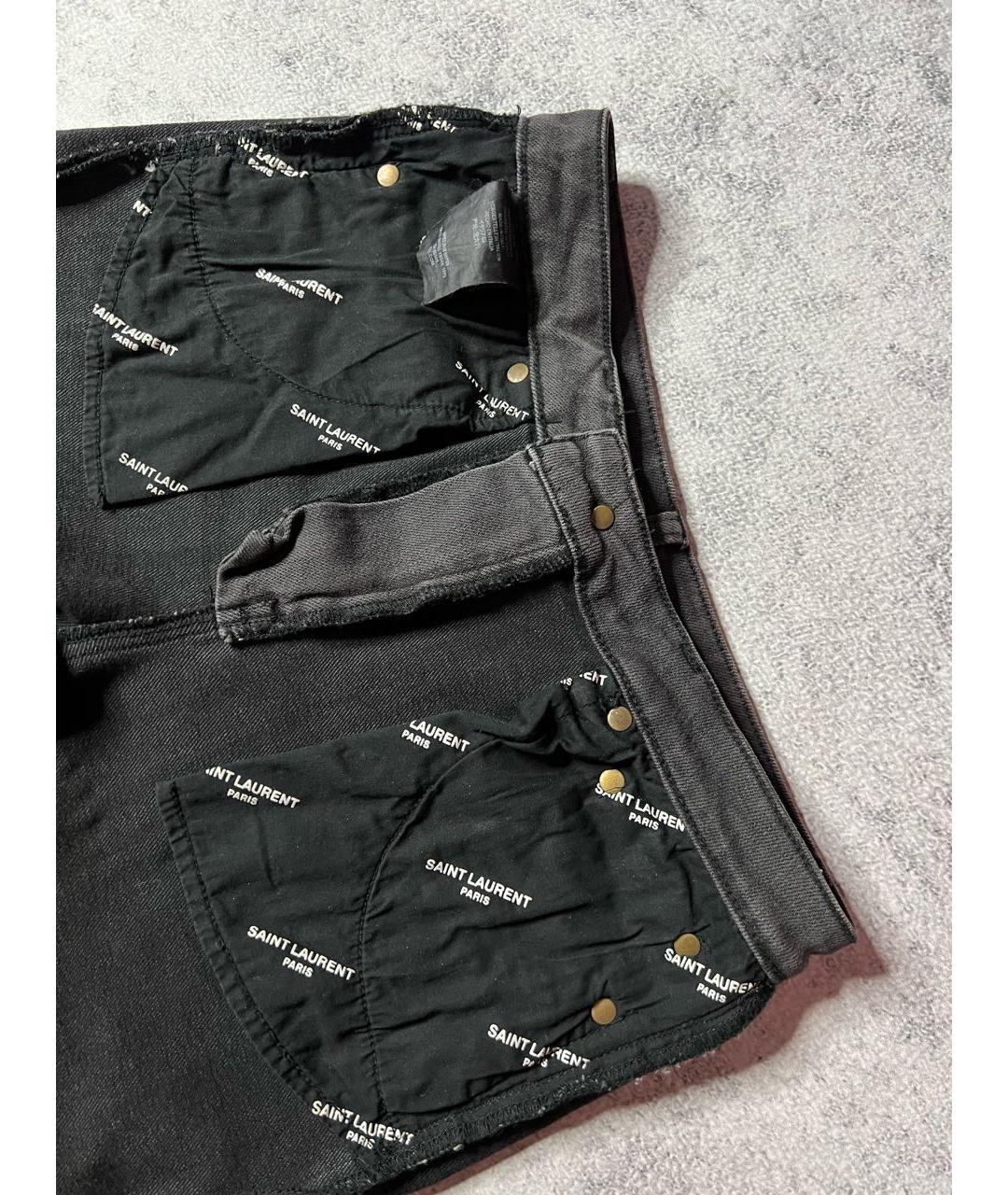 SAINT LAURENT Антрацитовые хлопко-эластановые джинсы слим, фото 7