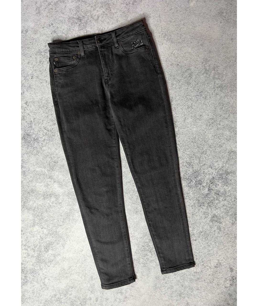 SAINT LAURENT Антрацитовые хлопко-эластановые джинсы слим, фото 9