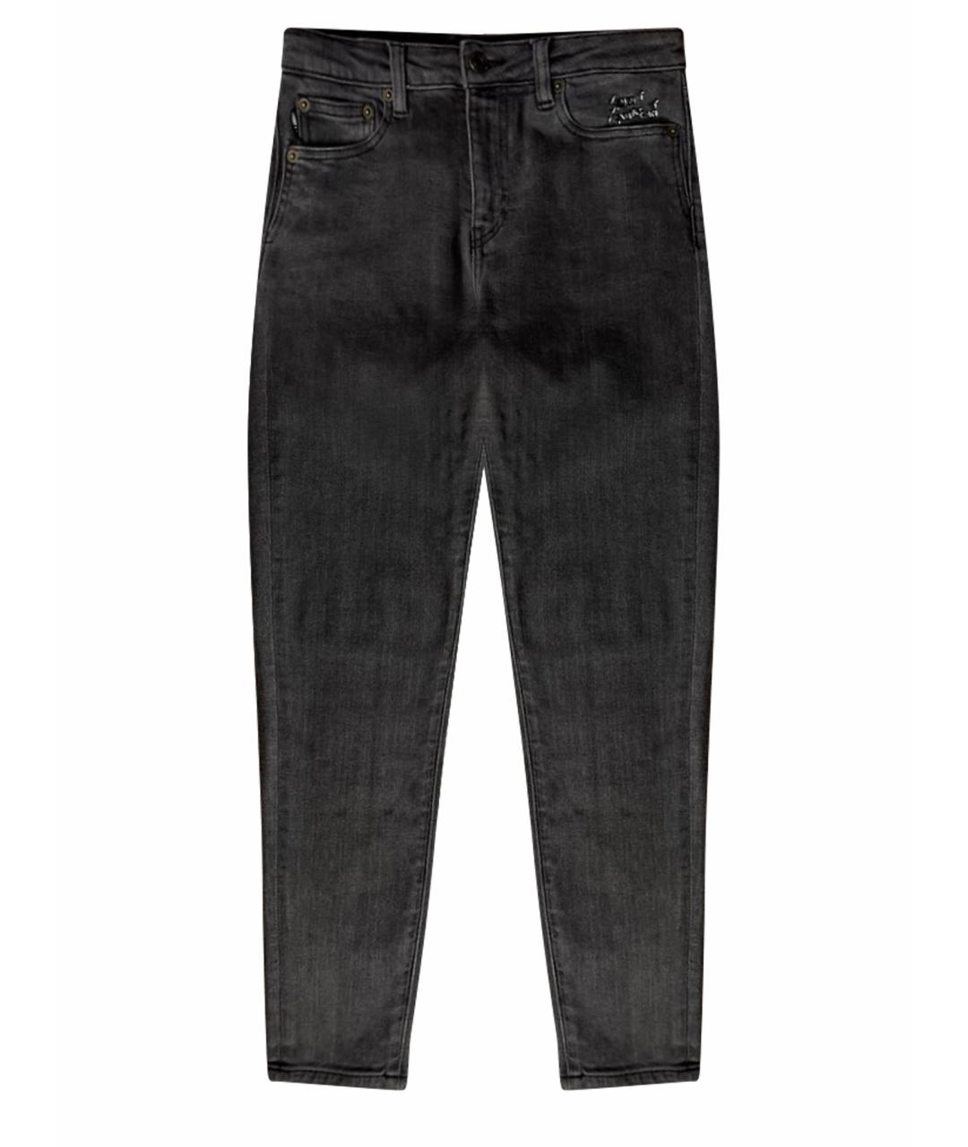 SAINT LAURENT Антрацитовые хлопко-эластановые джинсы слим, фото 1