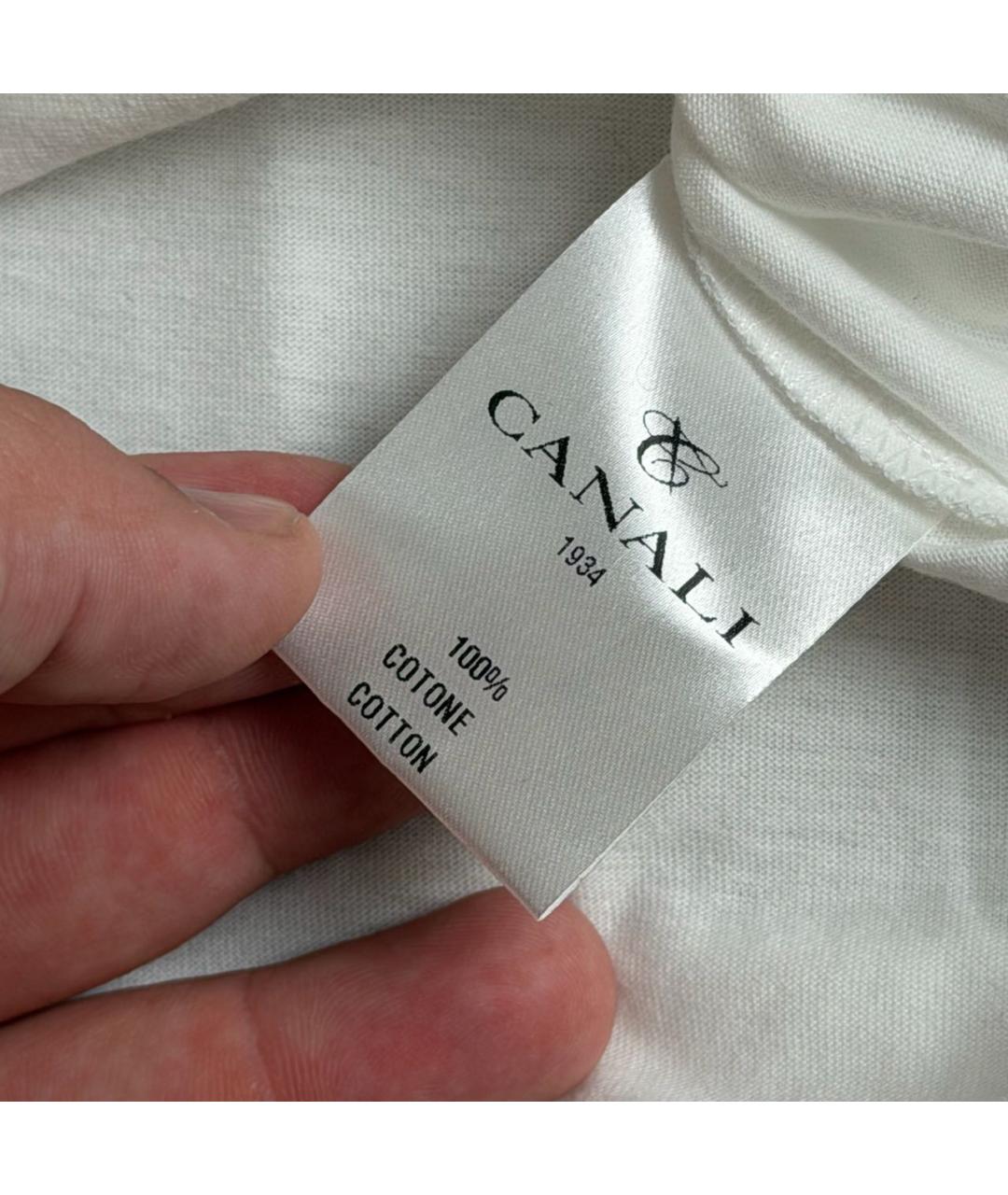CANALI Белая хлопковая футболка, фото 7