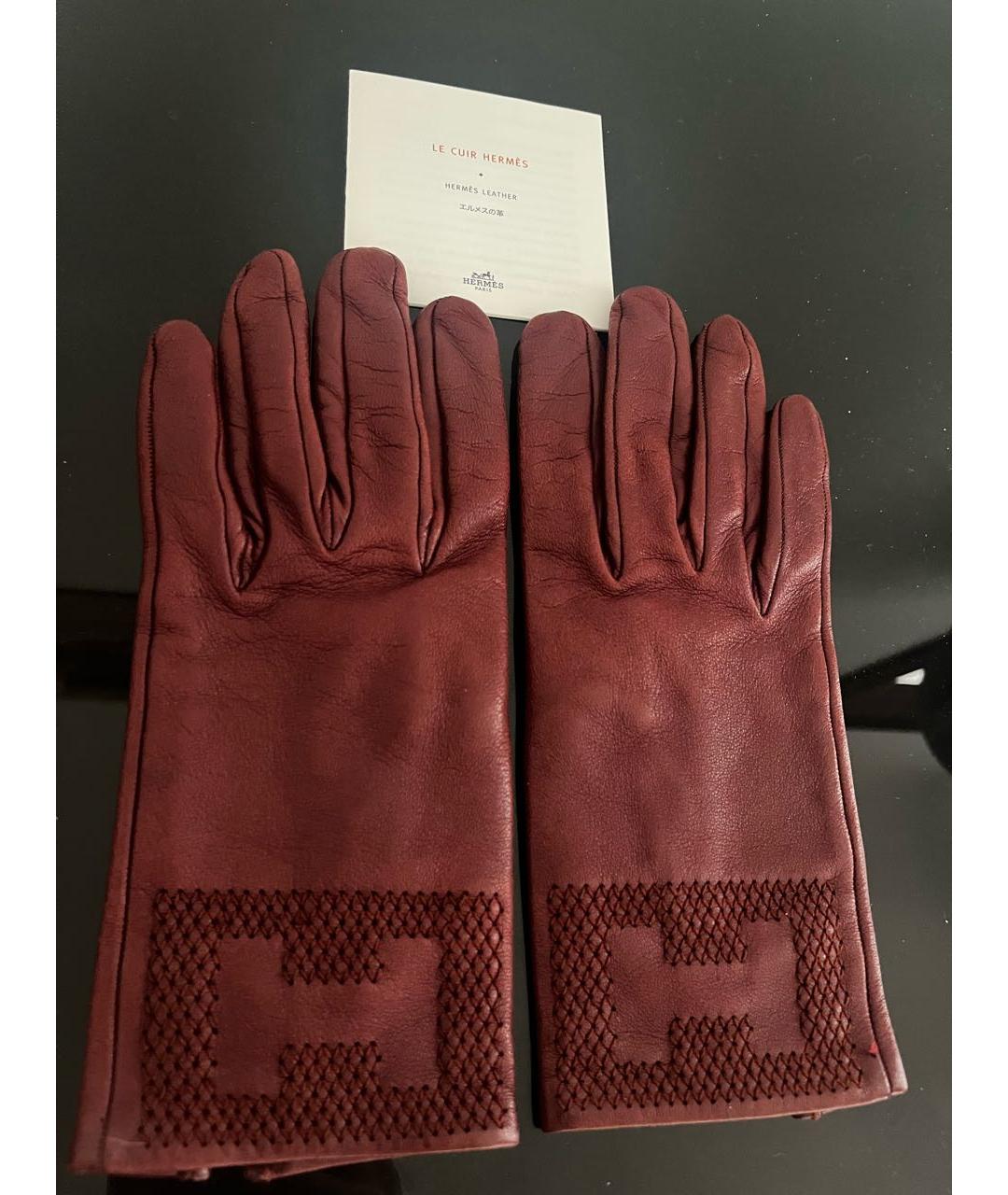 HERMES Красные кожаные перчатки, фото 5