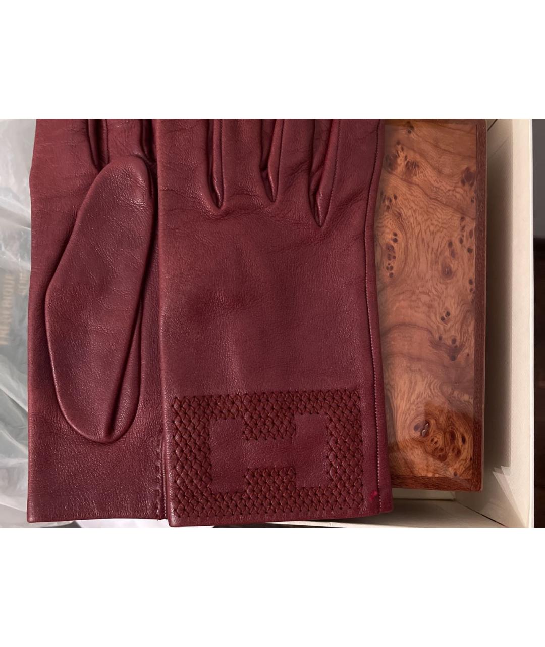HERMES Красные кожаные перчатки, фото 3