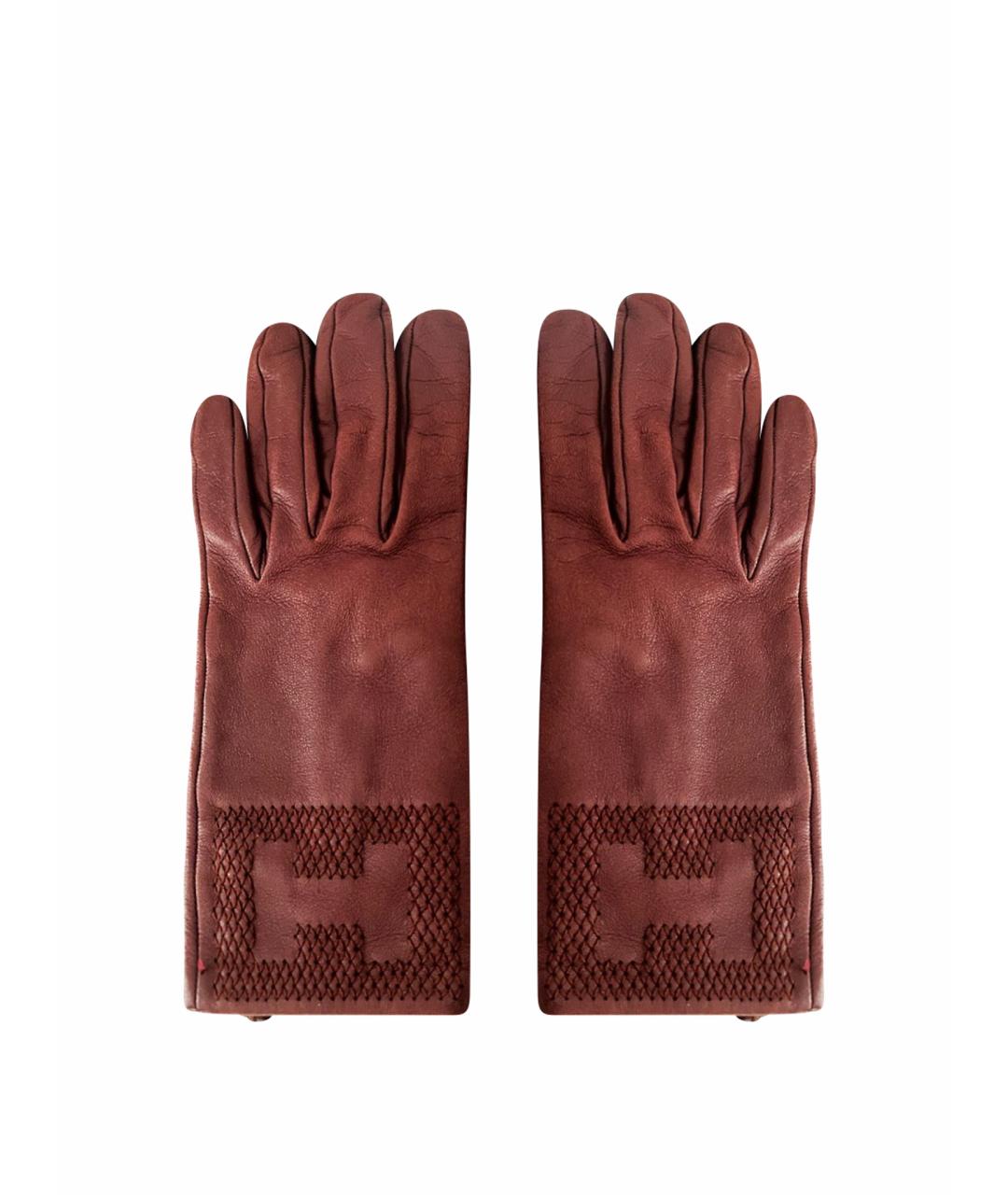 HERMES Красные кожаные перчатки, фото 1