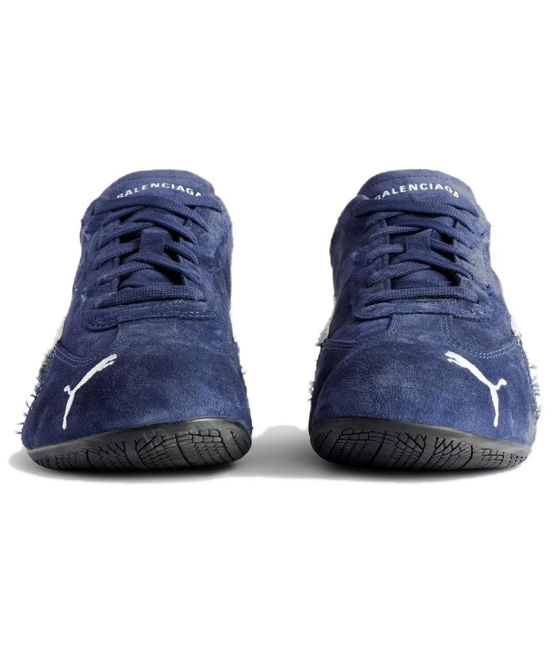 BALENCIAGA Синие кожаные низкие кроссовки / кеды, фото 3