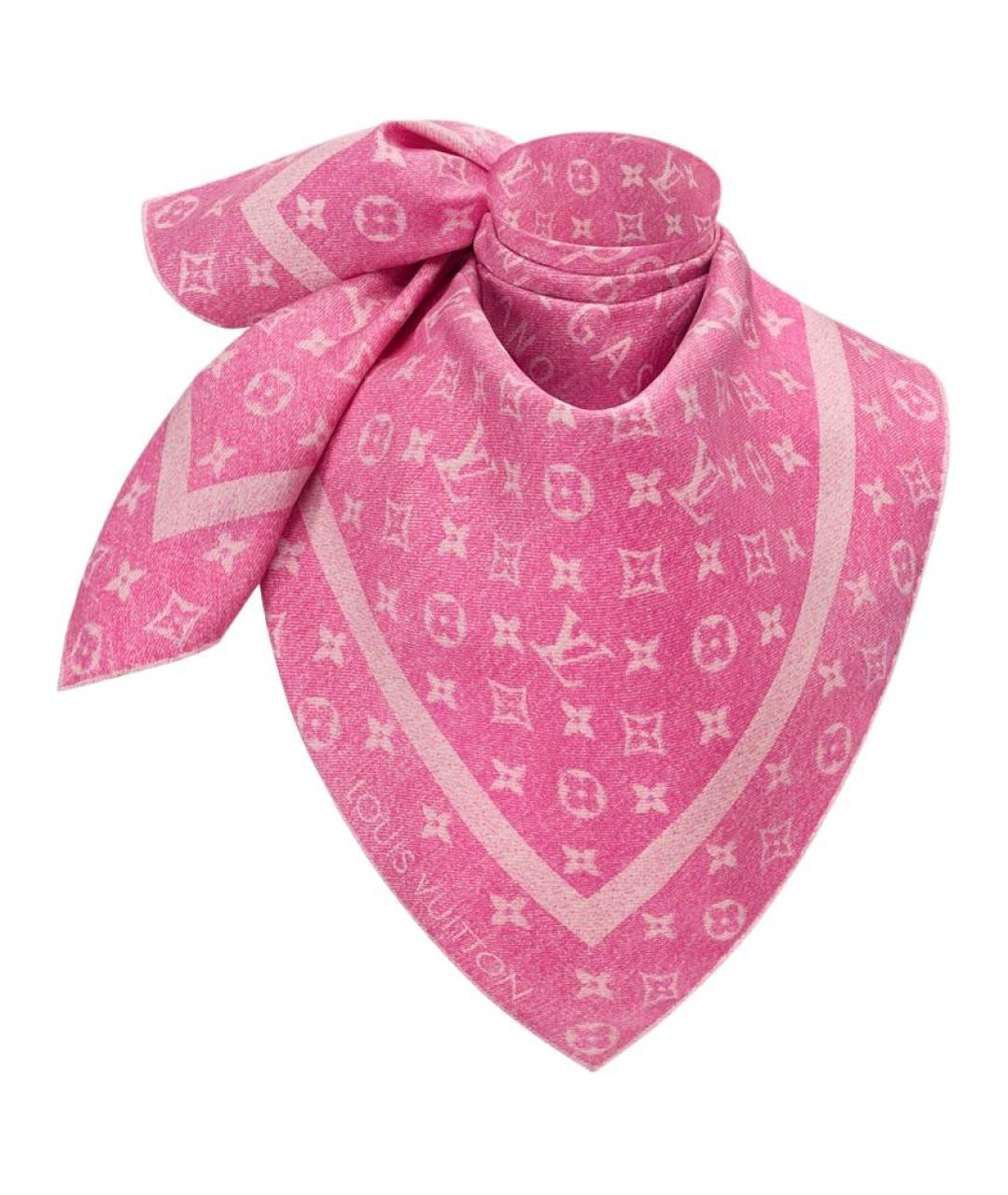 LOUIS VUITTON Фуксия шелковый шарф, фото 2