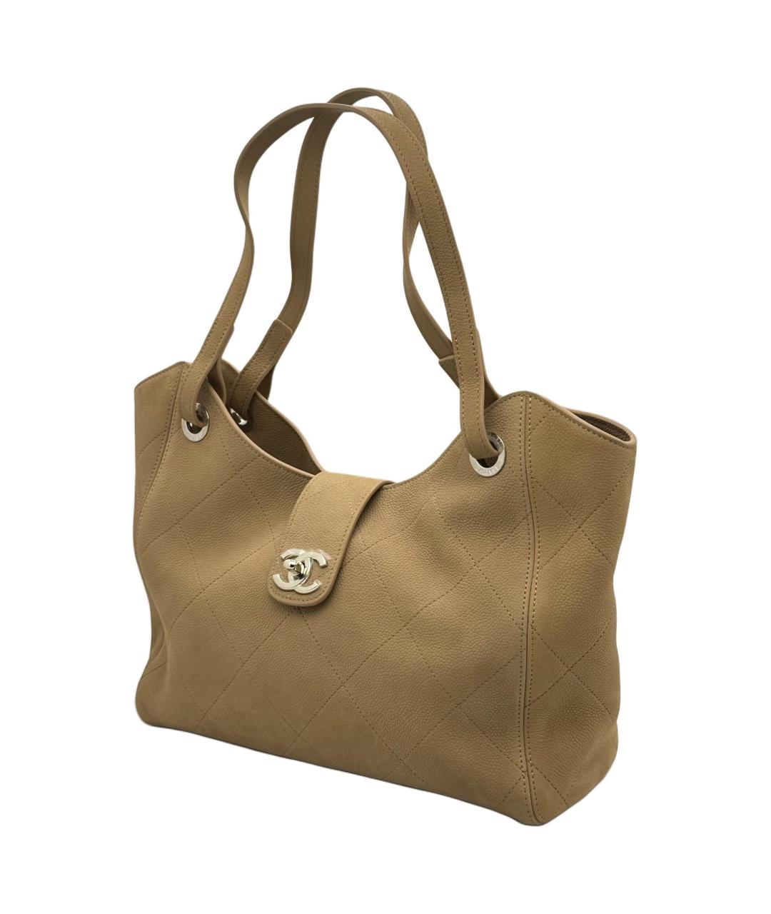 CHANEL Бежевая кожаная сумка через плечо, фото 2