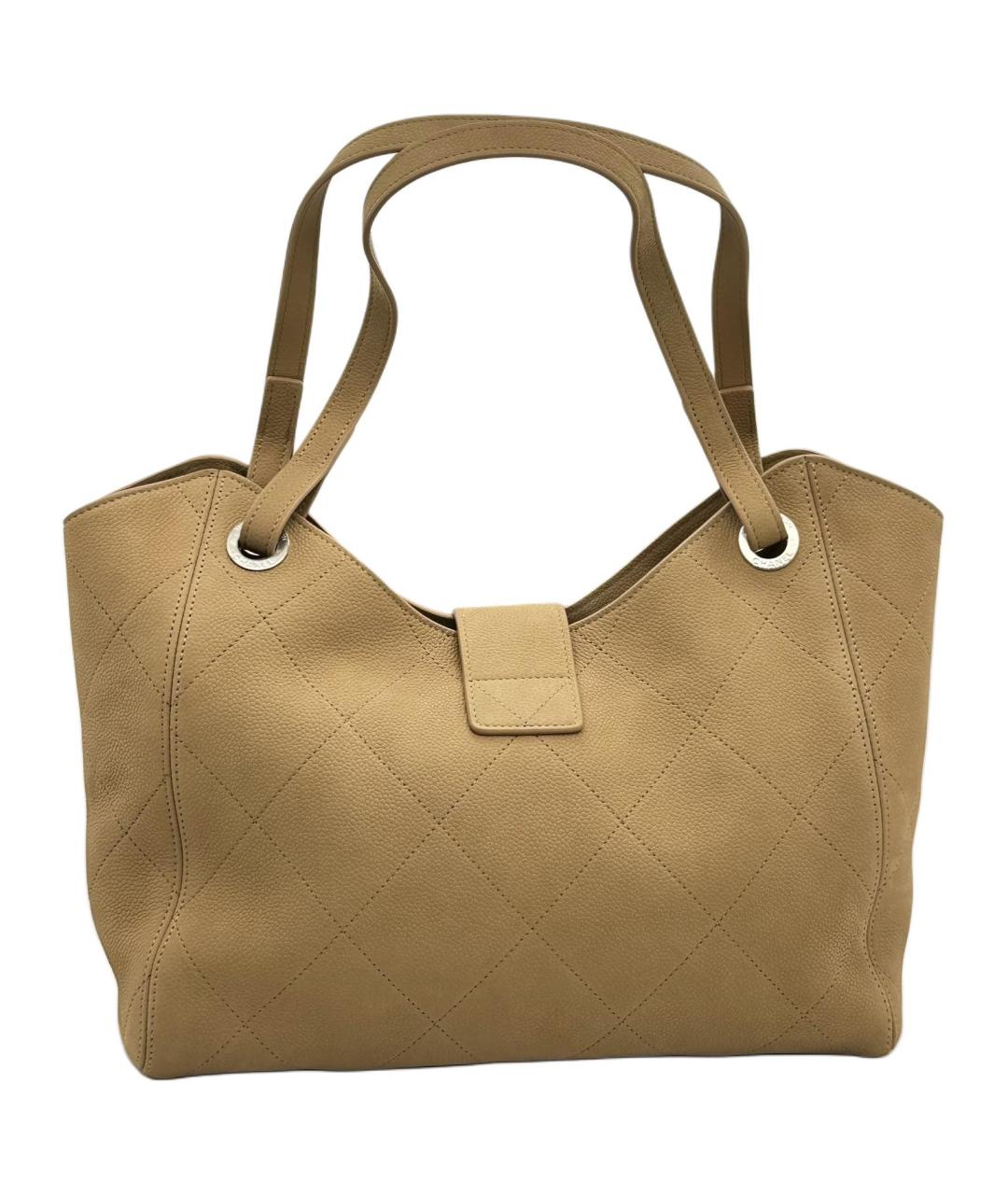 CHANEL Бежевая кожаная сумка через плечо, фото 3