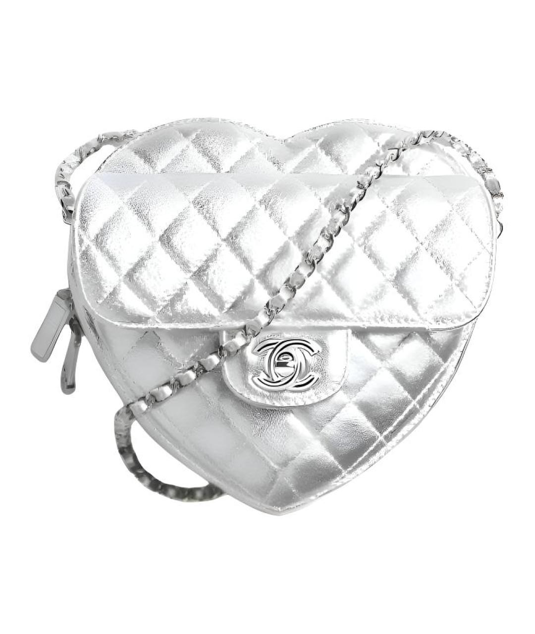 CHANEL Серебряная кожаная сумка через плечо, фото 1