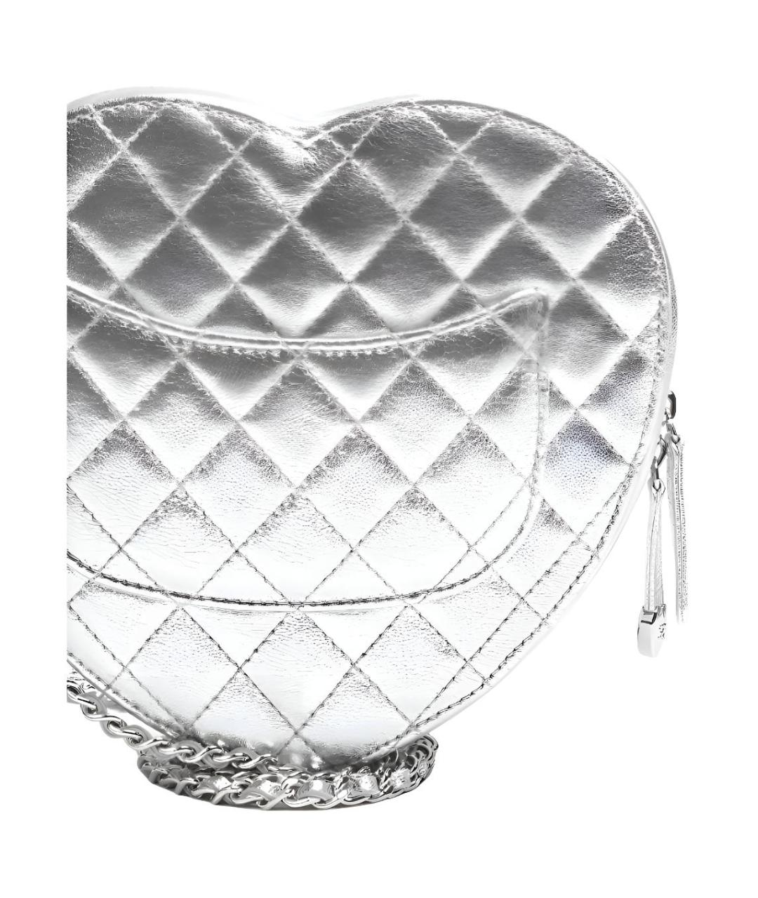 CHANEL Серебряная кожаная сумка через плечо, фото 4
