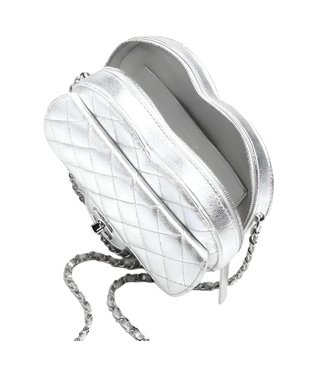 CHANEL Серебряная кожаная сумка через плечо, фото 3
