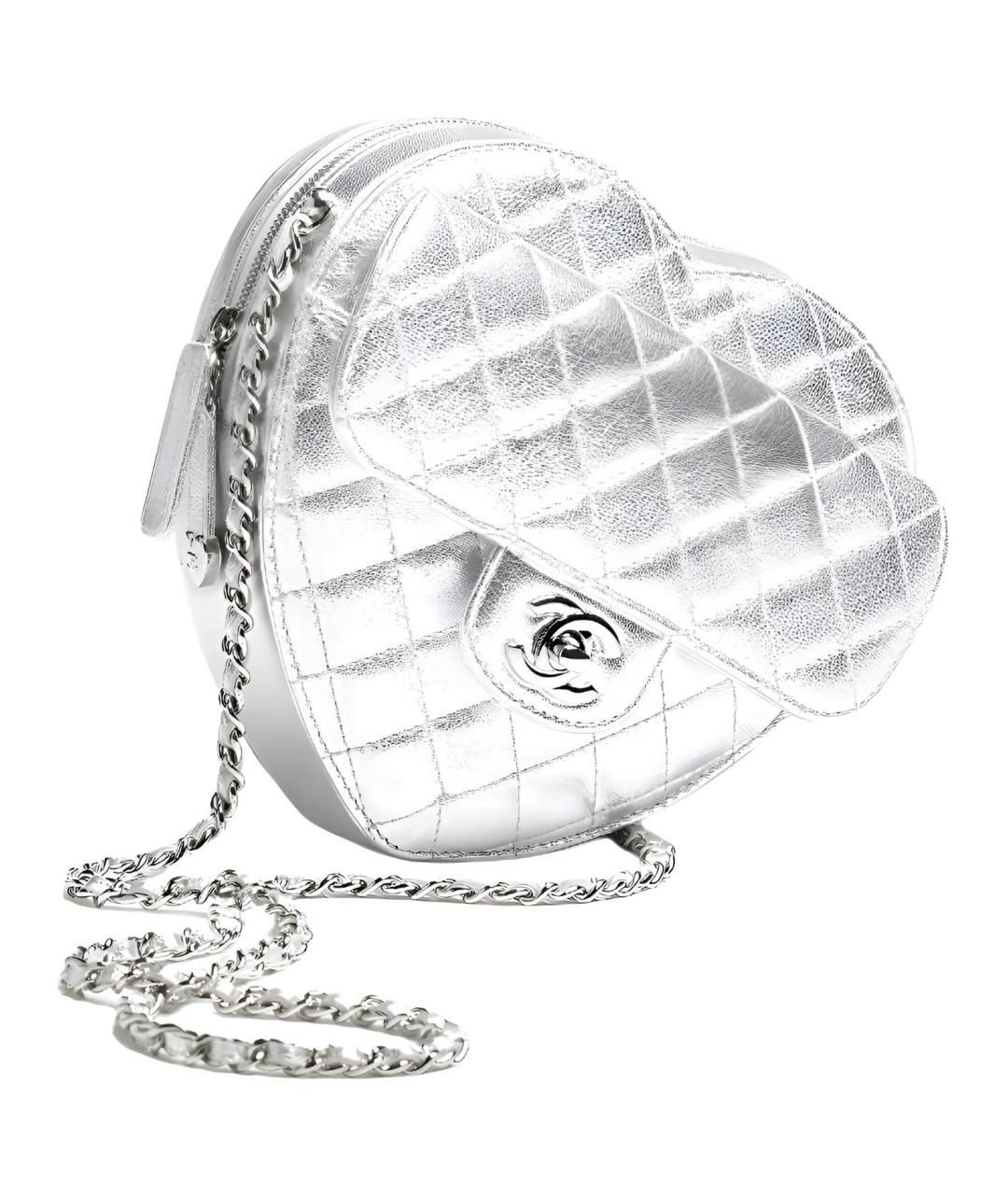 CHANEL Серебряная кожаная сумка через плечо, фото 2