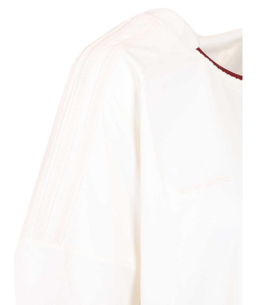 ADIDAS Белая хлопко-полиэстеровая футболка, фото 5