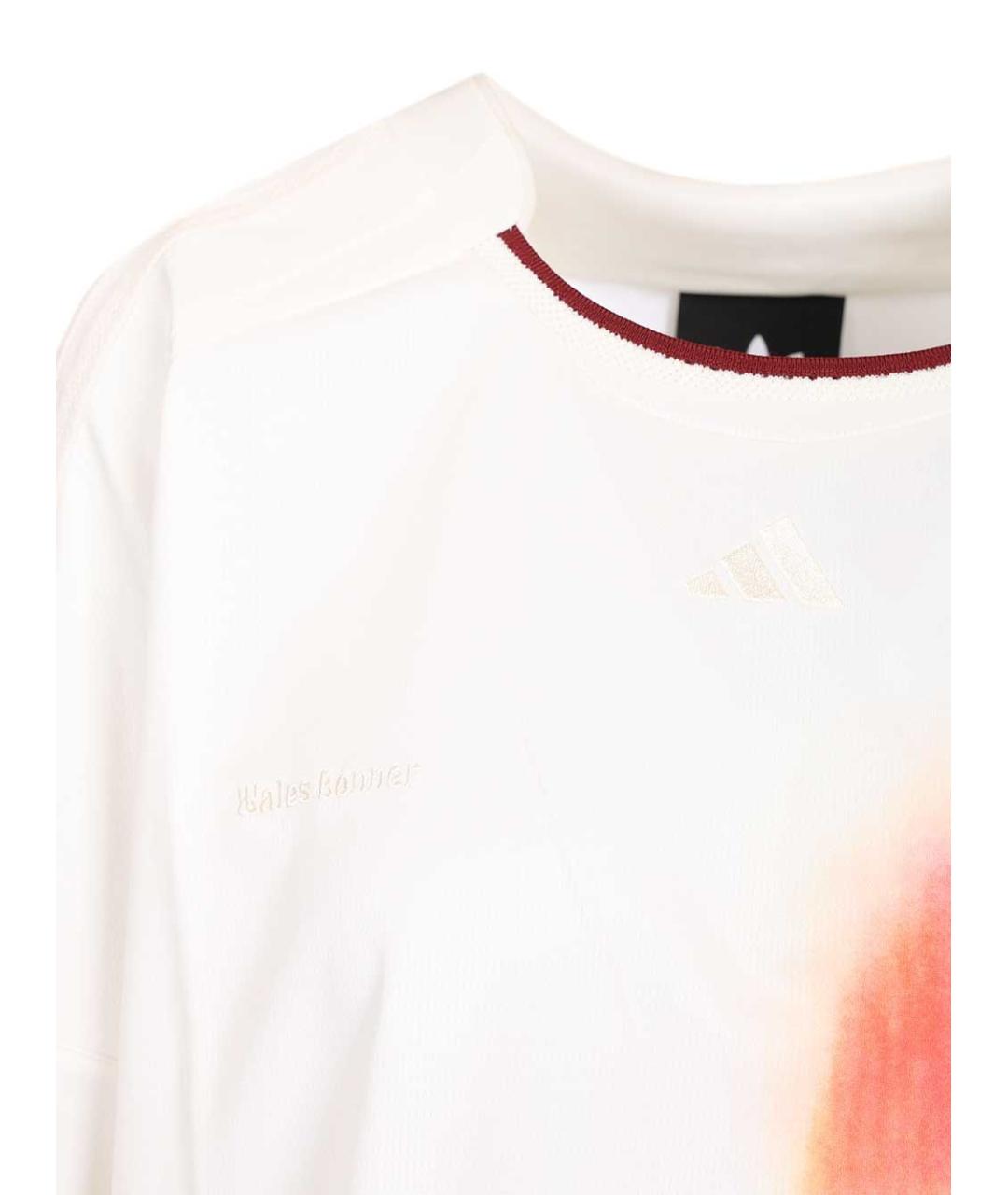 ADIDAS Белая хлопко-полиэстеровая футболка, фото 4