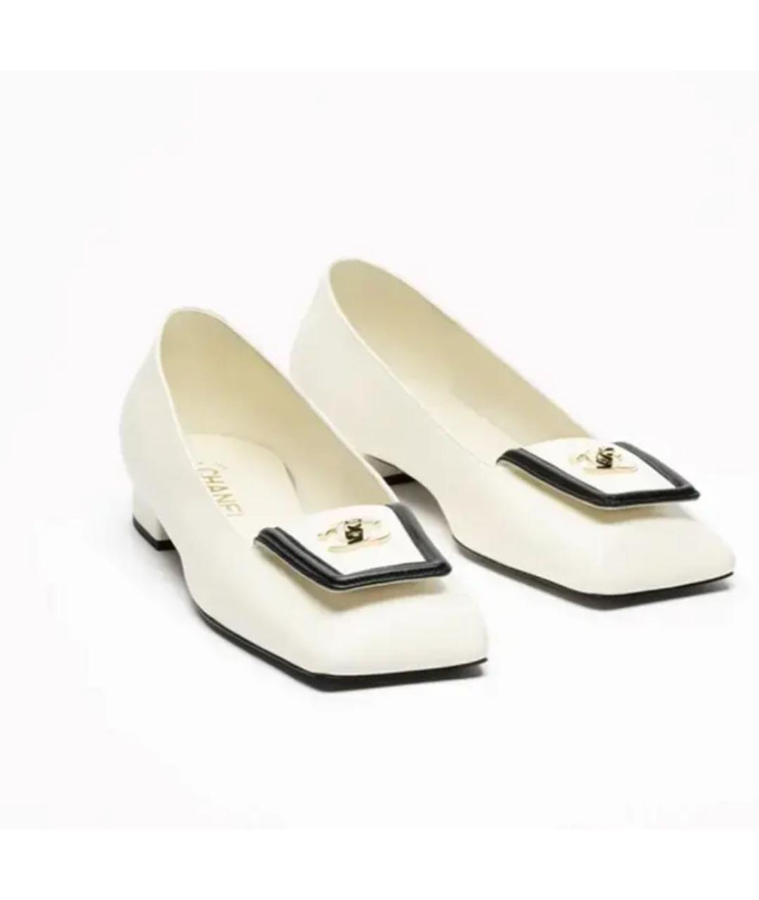 CHANEL Белые кожаные балетки, фото 2