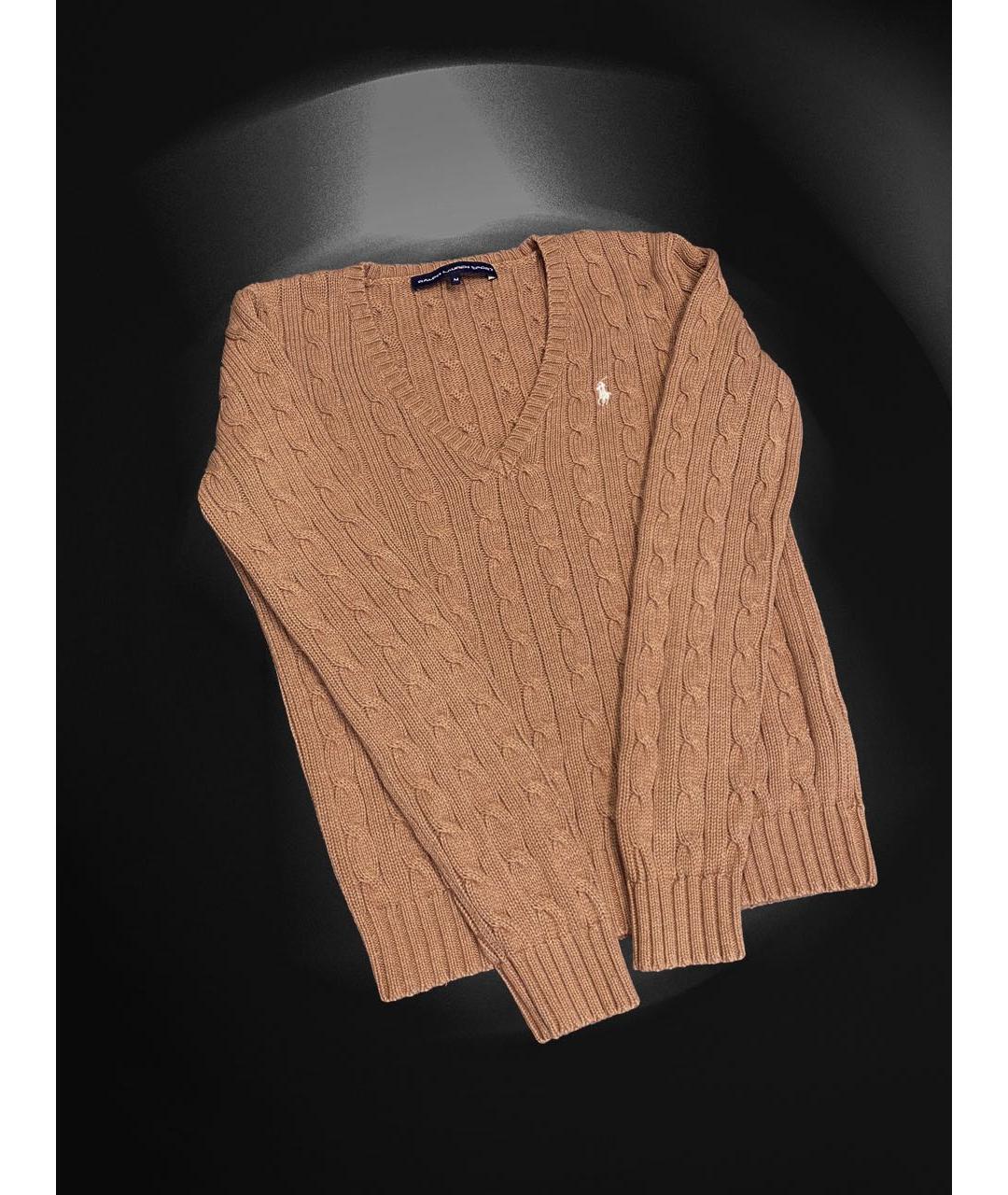 POLO RALPH LAUREN Коричневый хлопковый джемпер / свитер, фото 4