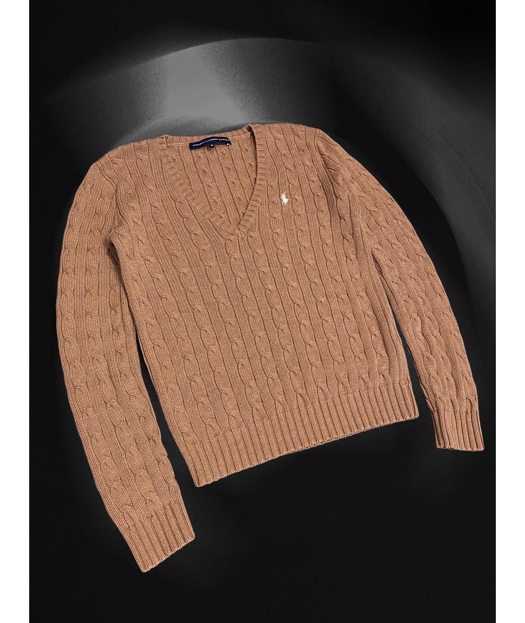 POLO RALPH LAUREN Коричневый хлопковый джемпер / свитер, фото 3