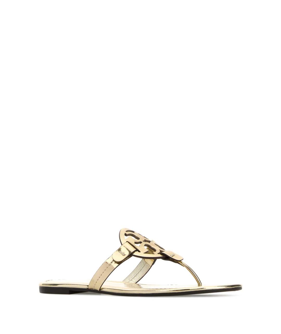 TORY BURCH Золотые кожаные сандалии, фото 2