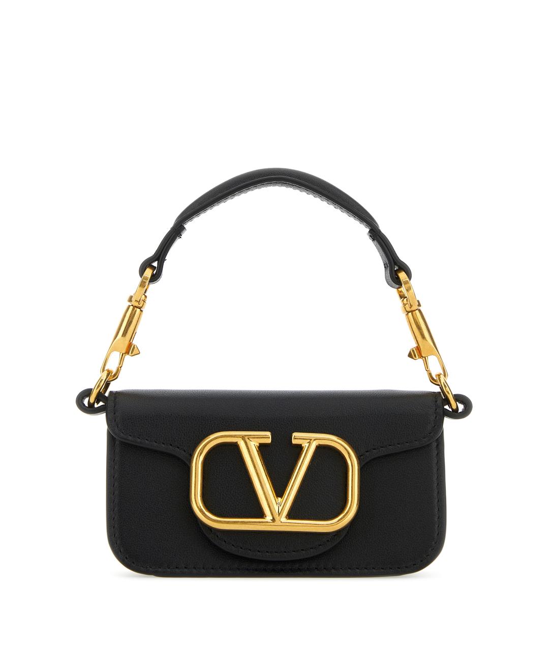 VALENTINO Черная кожаная сумка с короткими ручками, фото 1