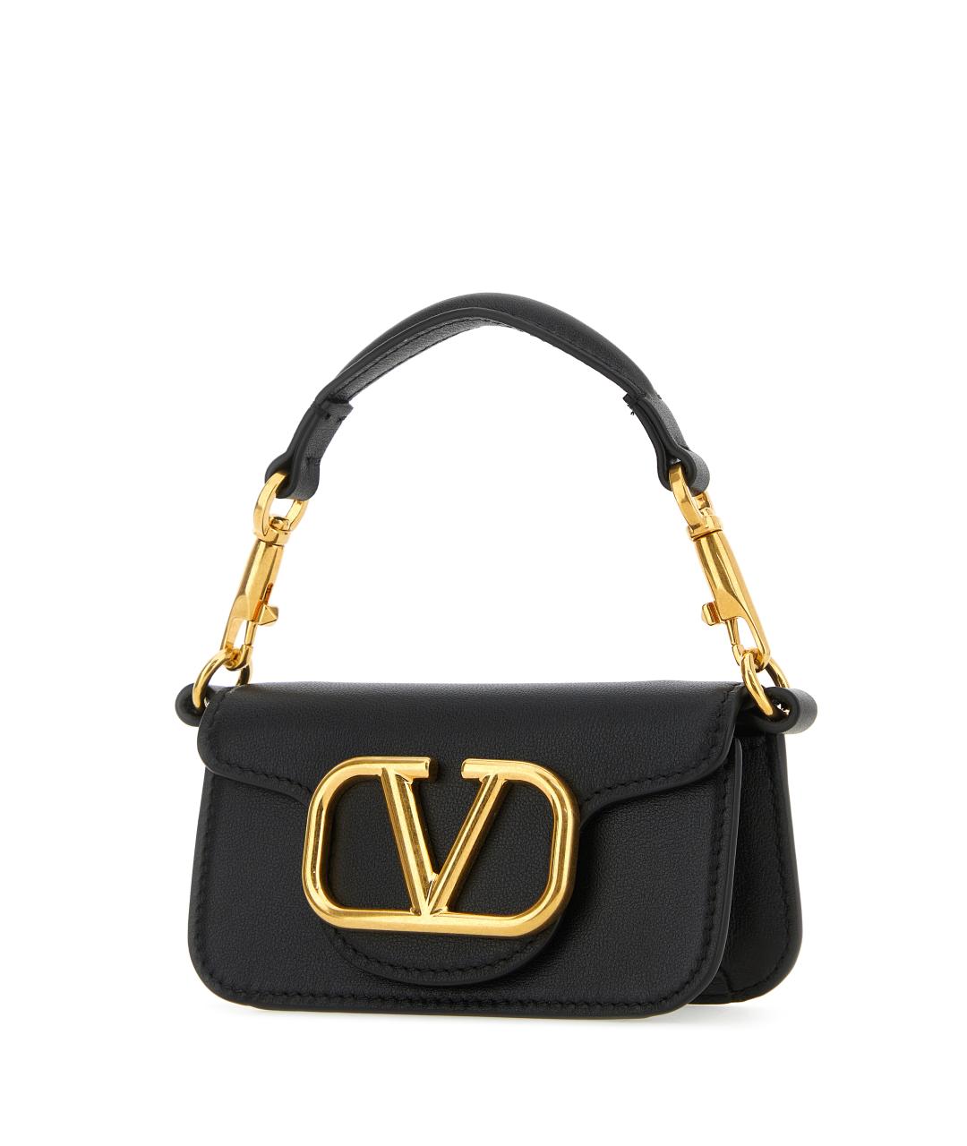 VALENTINO Черная кожаная сумка с короткими ручками, фото 2