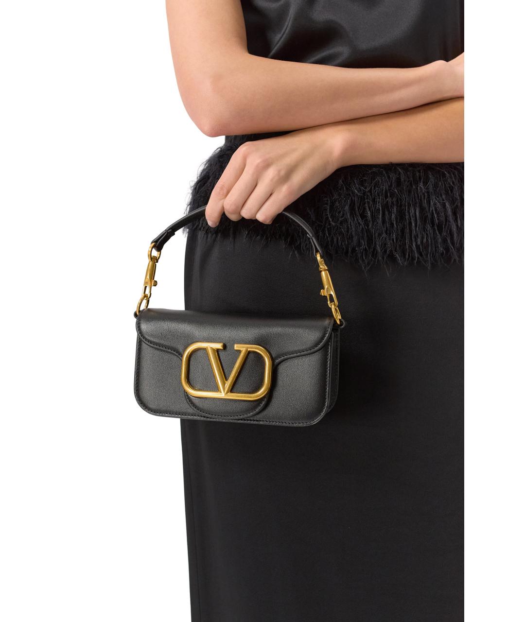 VALENTINO Черная кожаная сумка с короткими ручками, фото 3