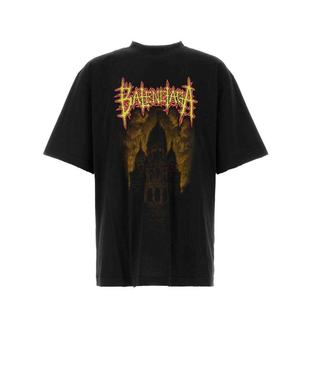 BALENCIAGA Черная хлопковая футболка, фото 3