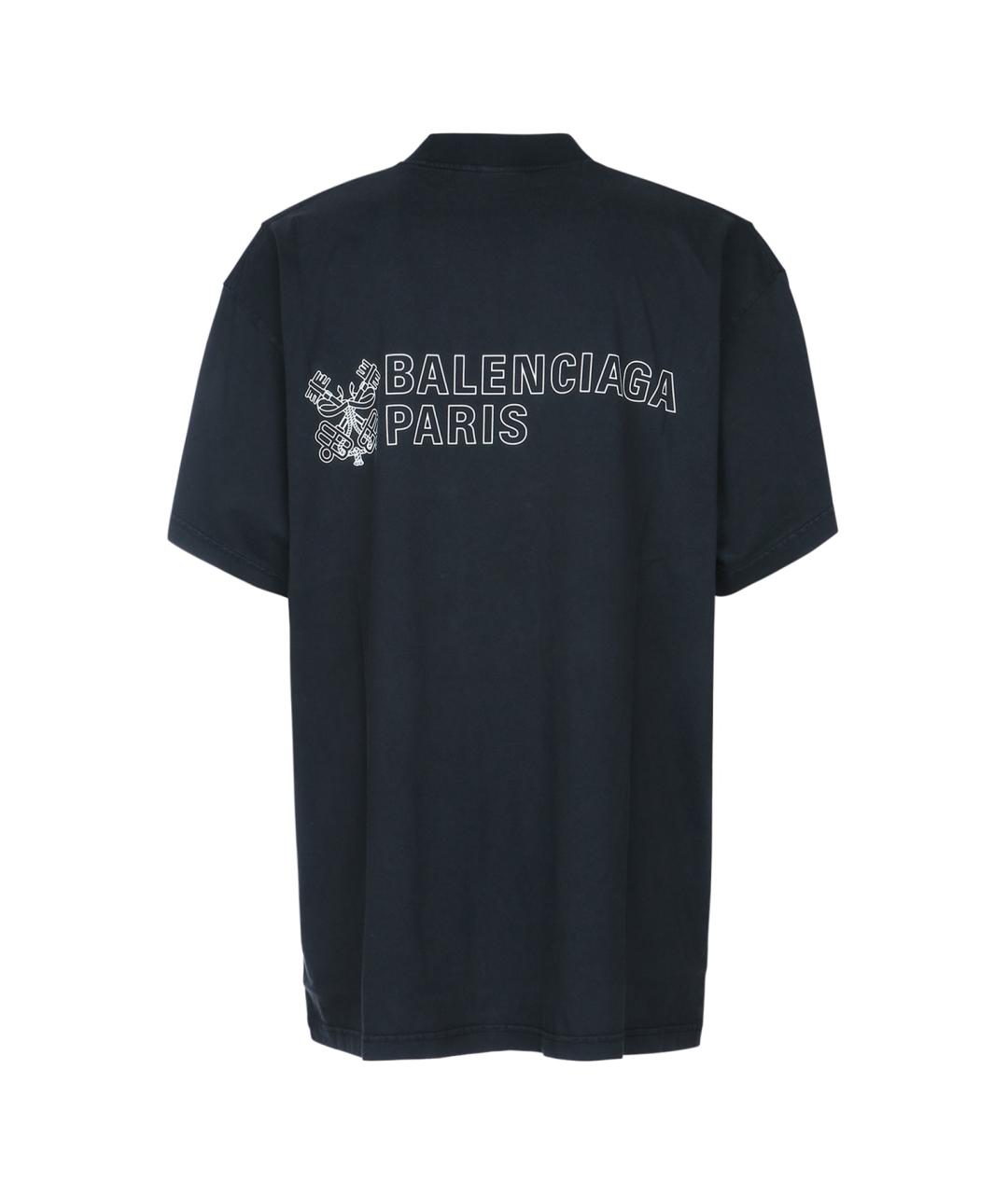 BALENCIAGA Черная хлопковая футболка, фото 2