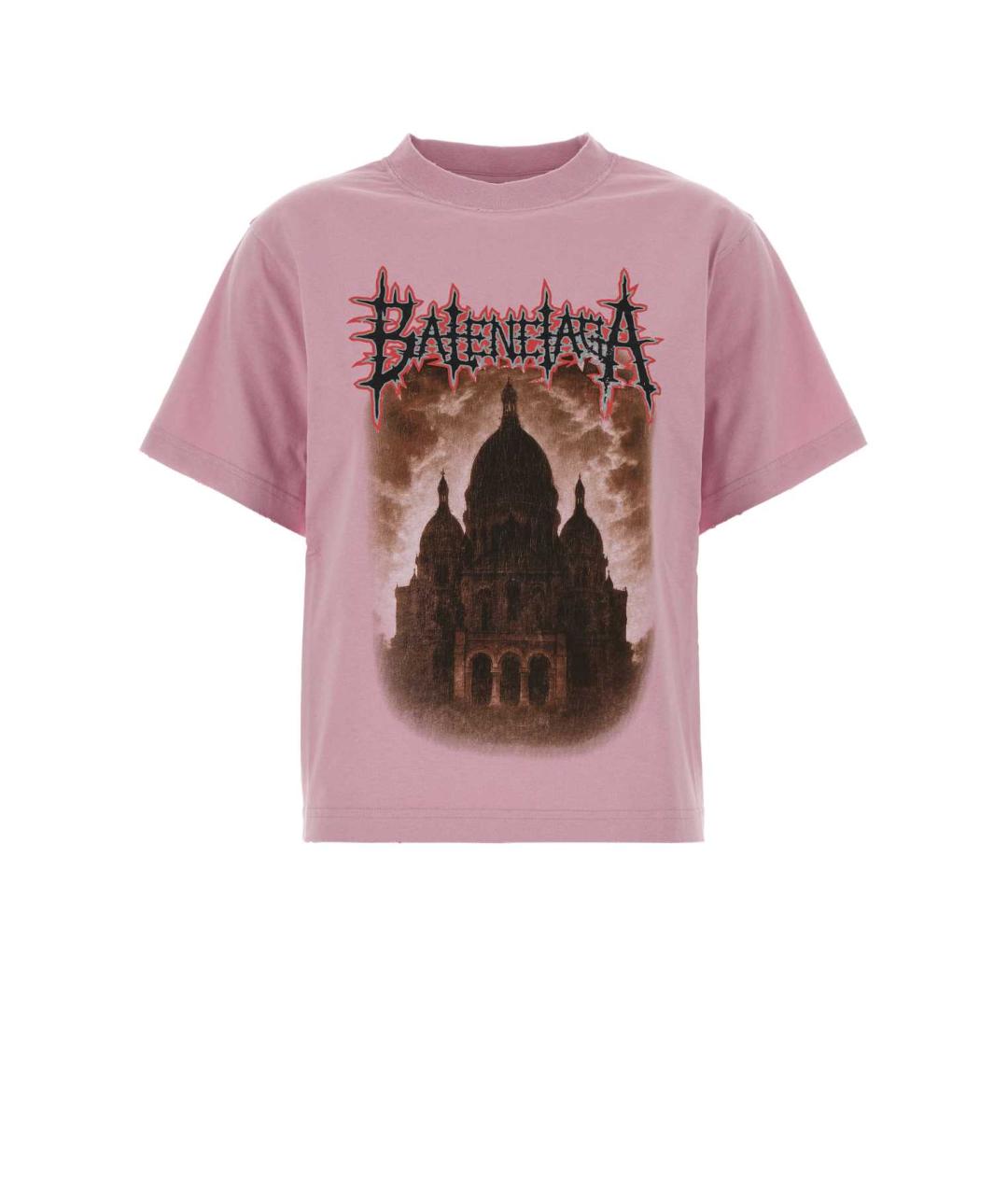 BALENCIAGA Розовая хлопковая футболка, фото 1