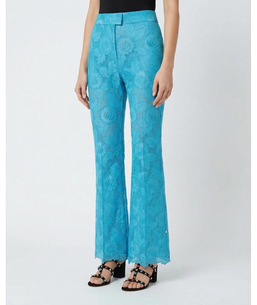 VALENTINO Голубые хлопковые прямые брюки, фото 3