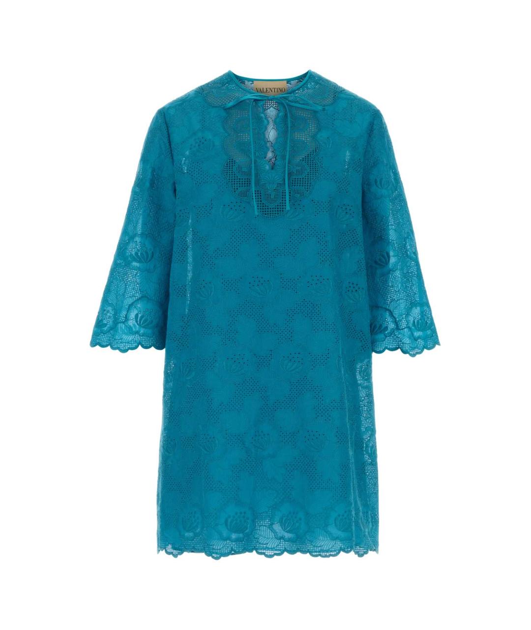 VALENTINO Голубое хлопковое повседневное платье, фото 1