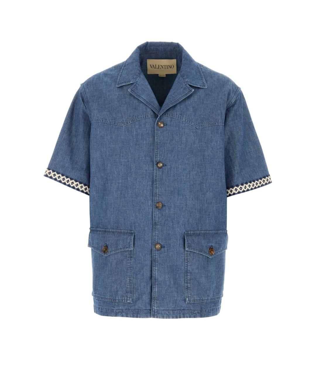 VALENTINO Синяя хлопковая кэжуал рубашка, фото 1