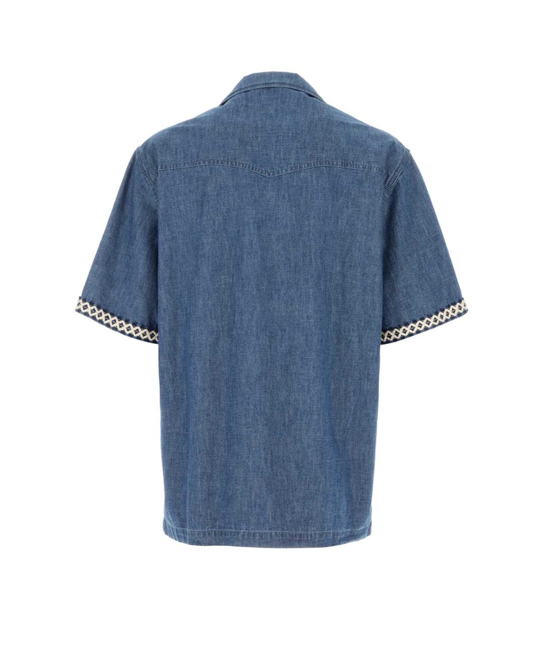 VALENTINO Синяя хлопковая кэжуал рубашка, фото 2