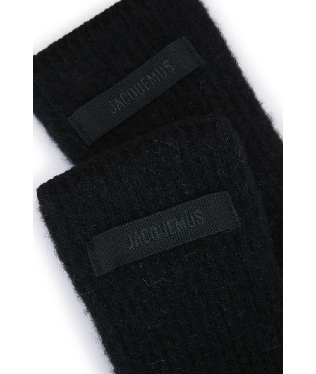 JACQUEMUS Черные шерстяные перчатки, фото 2
