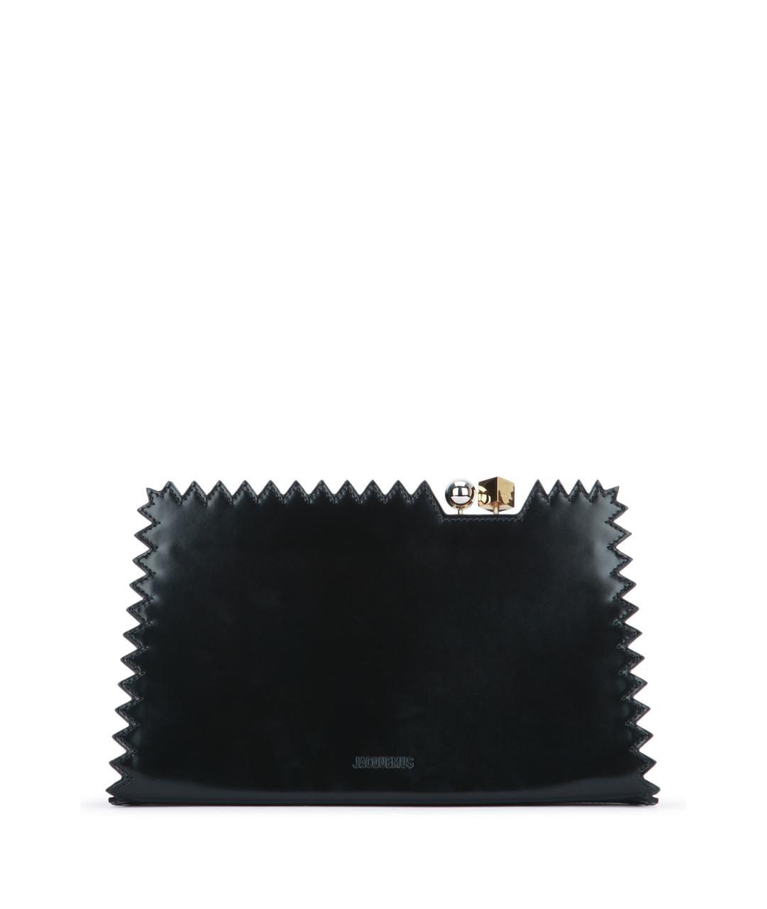 JACQUEMUS Черная кожаная сумка с короткими ручками, фото 3