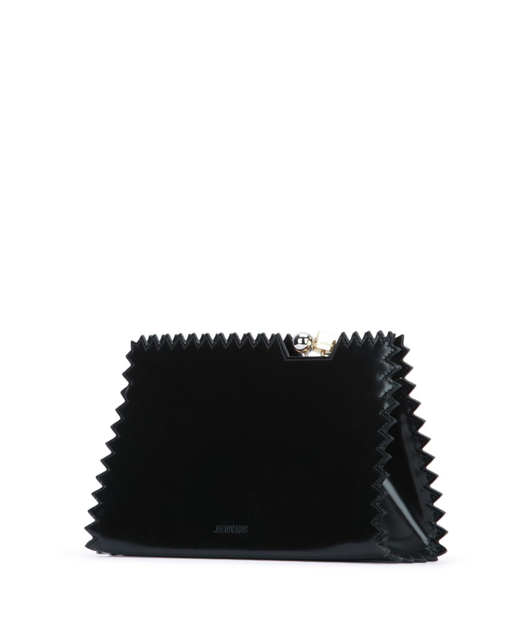 JACQUEMUS Черная кожаная сумка с короткими ручками, фото 2